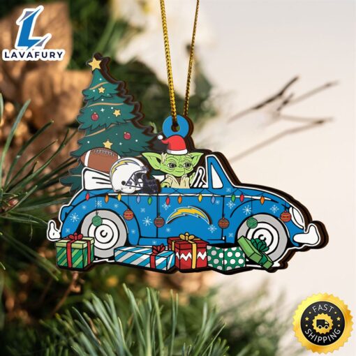 NFL Los Angeles Chargers And Baby Yoda Christmas Ornament