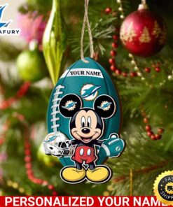 NFL Miami Dolphins And Mickey Mouse Ornament Personalized Your Name
