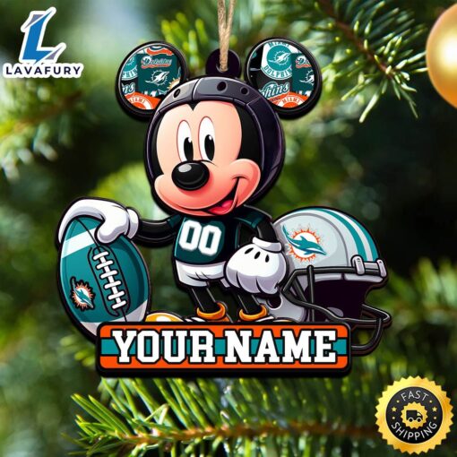 NFL Miami Dolphins Mickey Mouse Ornament Personalized Your Name