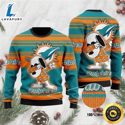 NFL Miami Dolphins Snoopy Ugly Christmas Sweater V2