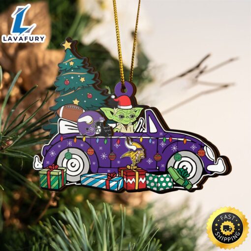 NFL Minnesota Vikings And Baby Yoda Christmas Ornament