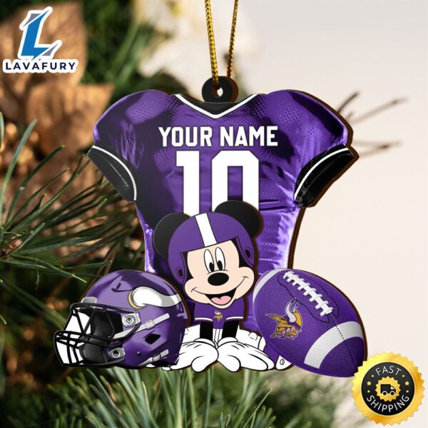 NFL Minnesota Vikings Mickey Mouse Christmas Ornament Custom Your Name And Number