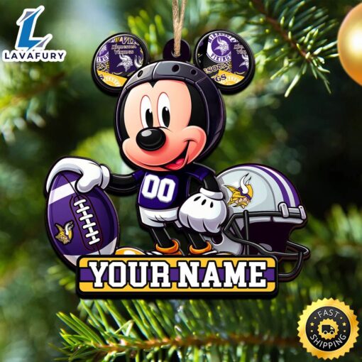 NFL Minnesota Vikings Mickey Mouse Ornament Personalized Your Name