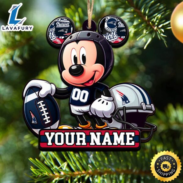 NFL New England Patriots Mickey Mouse Ornament Personalized Your Name