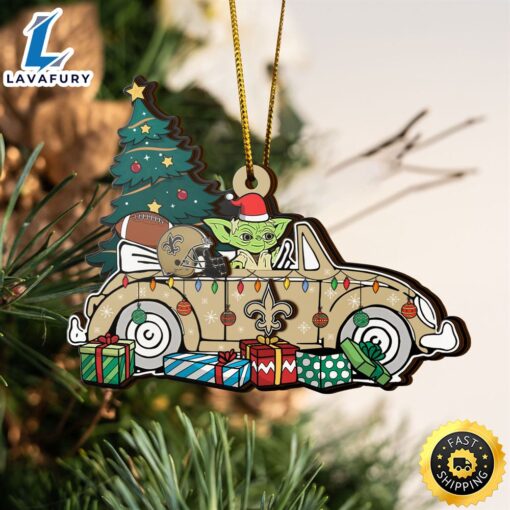 NFL New Orleans Saints And Baby Yoda Christmas Ornament