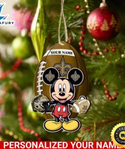 NFL New Orleans Saints And Mickey Mouse Ornament Personalized Your Name