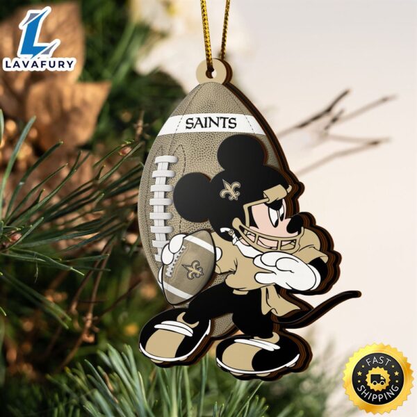 NFL New Orleans Saints Mickey Mouse Christmas Ornament