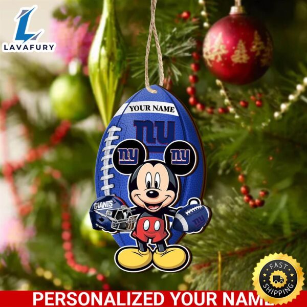 NFL New York Giants And Mickey Mouse Ornament Personalized Your Name