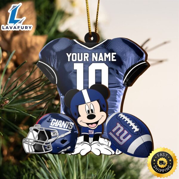 NFL New York Giants Mickey Mouse Christmas Ornament Custom Your Name And Number