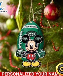NFL New York Jets And Mickey Mouse Ornament Personalized Your Name