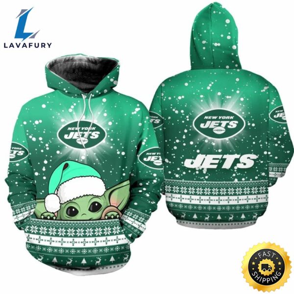 NFL New York Jets Baby Yoda Christmas Football Christmas Hoodie All Over Print Shirt