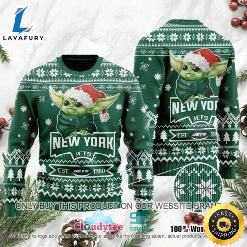 NFL New York Jets Baby Yoda Ugly ChristmasSweater