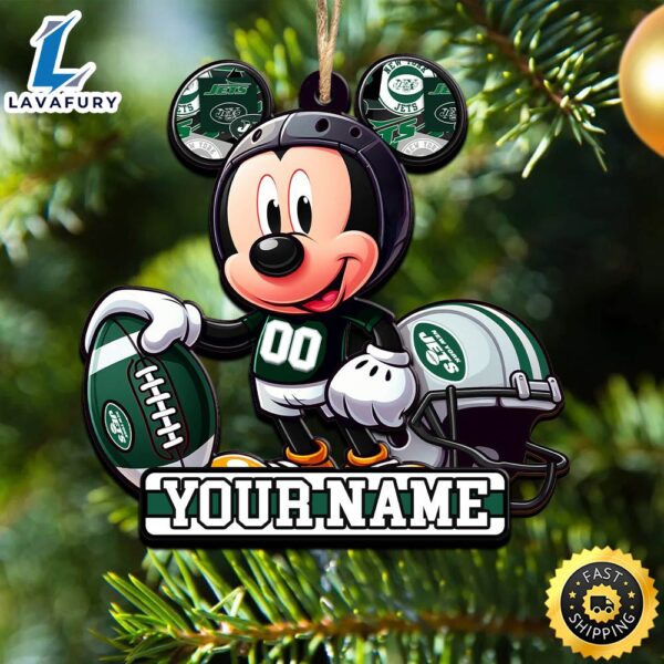 NFL New York Jets Mickey Mouse Ornament Personalized Your Name