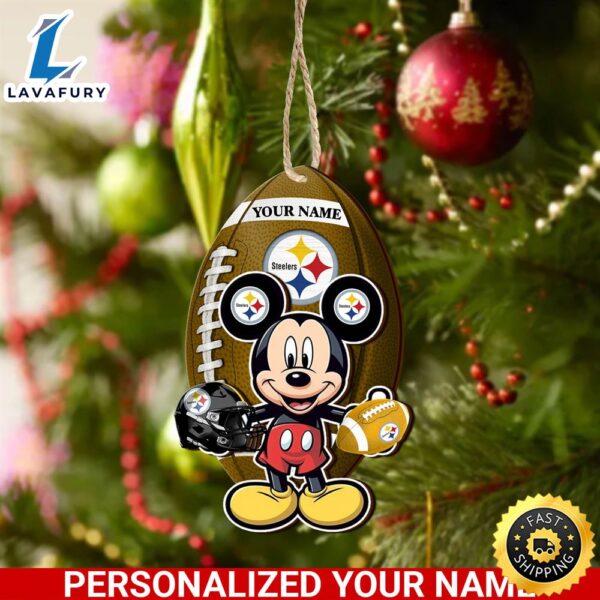 NFL Pittsburgh Steelers And Mickey Mouse Ornament Personalized Your Name