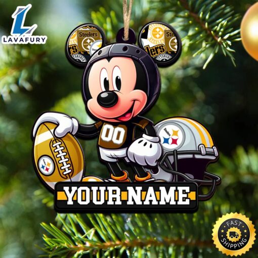 NFL Pittsburgh Steelers Mickey Mouse Ornament Personalized Your Name