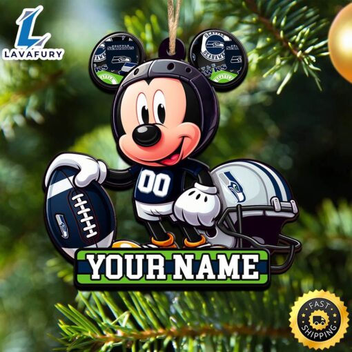 NFL Seattle Seahawks Mickey Mouse Ornament Personalized Your Name