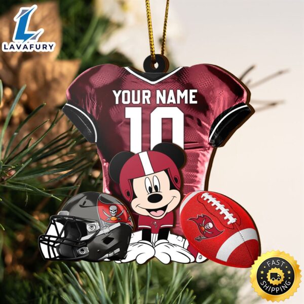 NFL Tampa Bay Buccaneers Mickey Mouse Christmas Ornament Custom Your Name And Number