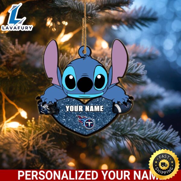 NFL Tennessee Titans Stitch Custom Name Ornament Football Team And St With Heart Ornament