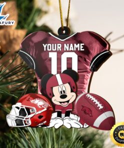 Ncaa Arkansas Razorbacks Mickey Mouse Christmas Ornament Custom Your Name And Number