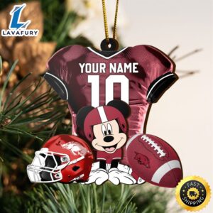 Ncaa Arkansas Razorbacks Mickey Mouse Christmas Ornament Custom Your Name And Number
