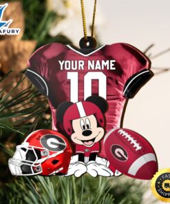 Ncaa Georgia Bulldogs Mickey Mouse Christmas Ornament Custom Your Name And Number