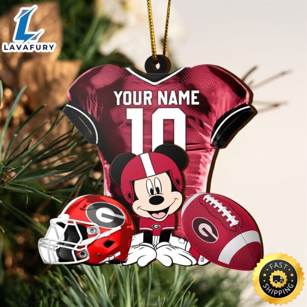 Ncaa Georgia Bulldogs Mickey Mouse Christmas Ornament Custom Your Name And Number