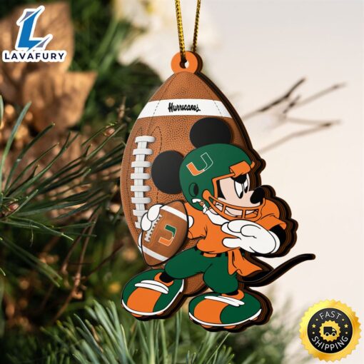 Ncaa Miami Hurricanes Mickey Mouse Christmas Ornament