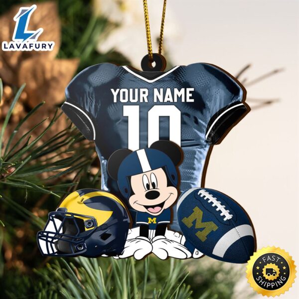 Ncaa Michigan Wolverines Mickey Mouse Christmas Ornament Custom Your Name And Number