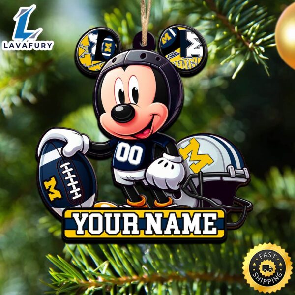 Ncaa Michigan Wolverines Mickey Mouse Ornament Personalized Your Name