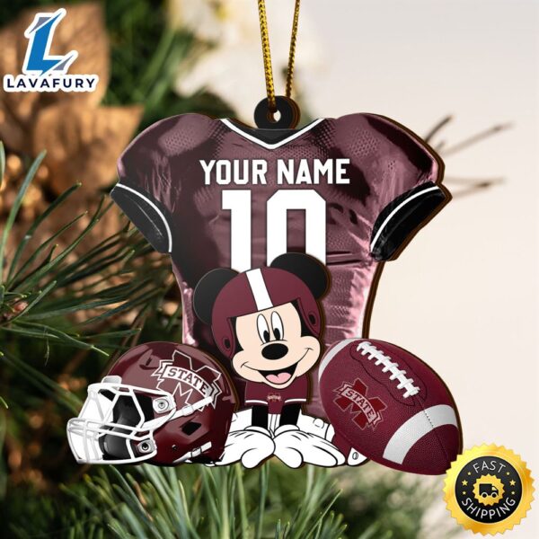 Ncaa Mississippi State Bulldogs Mickey Mouse Christmas Ornament Custom Your Name And Number