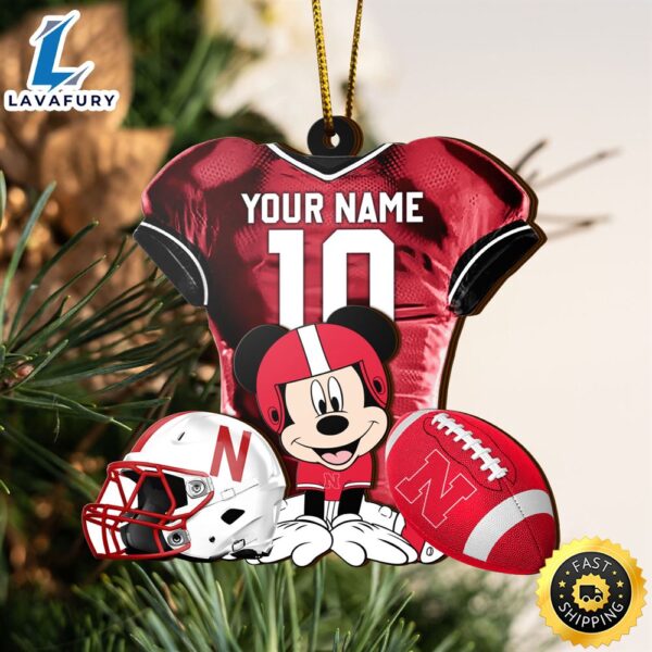Ncaa Nebraska Cornhuskers Mickey Mouse Christmas Ornament Custom Your Name And Number