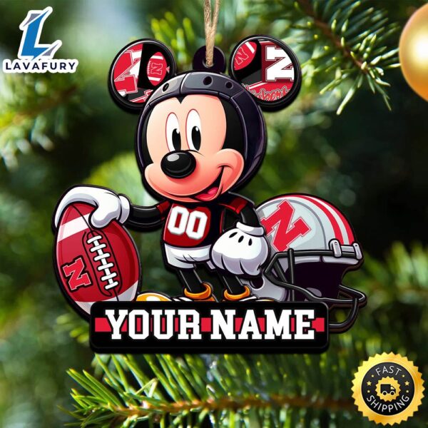 Ncaa Nebraska Cornhuskers Mickey Mouse Ornament Personalized Your Name