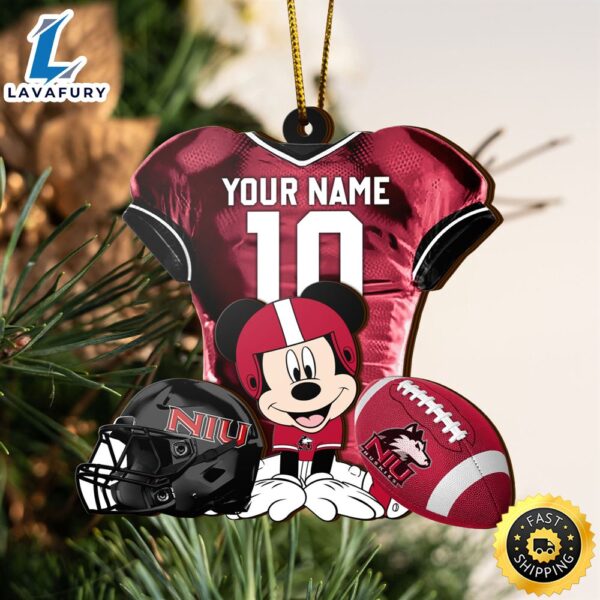 Ncaa Northern Illinois Huskies Mickey Mouse Christmas Ornament Custom Your Name And Number