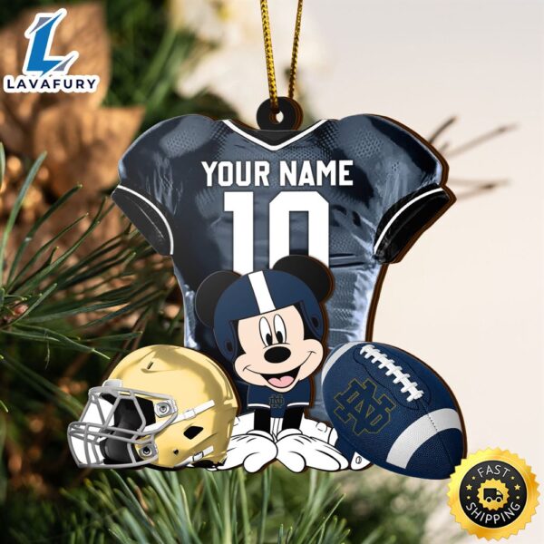 Ncaa Notre Dame Fighting Irish Mickey Mouse Christmas Ornament Custom Your Name And Number