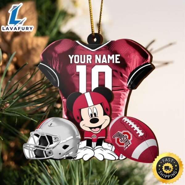 Ncaa Ohio State Buckeyes Mickey Mouse Christmas Ornament Custom Your Name And Number
