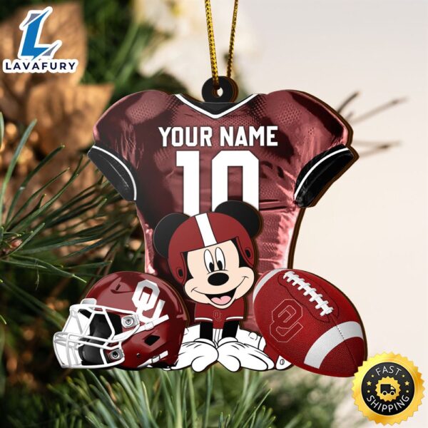 Ncaa Oklahoma Sooners Mickey Mouse Christmas Ornament Custom Your Name And Number