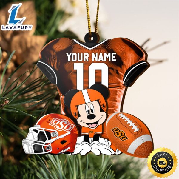 Ncaa Oklahoma State Cowboys Mickey Mouse Christmas Ornament Custom Your Name And Number