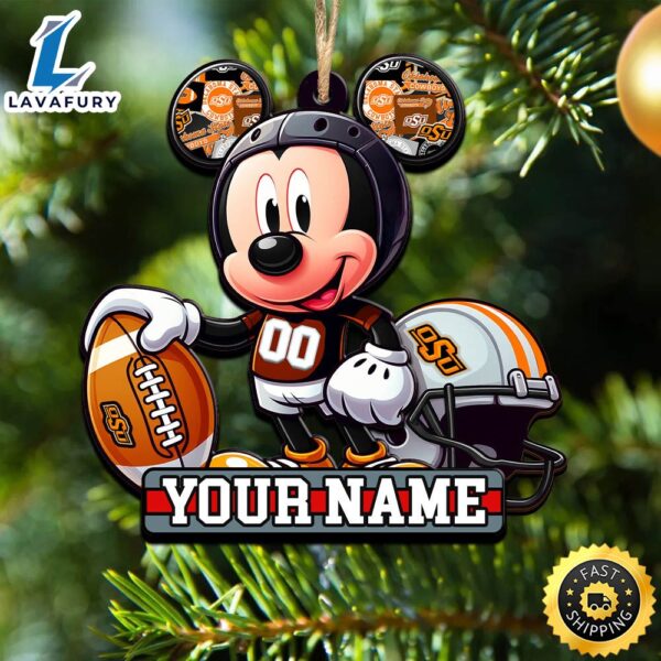 Ncaa Oklahoma State Cowboys Mickey Mouse Ornament Personalized Your Name