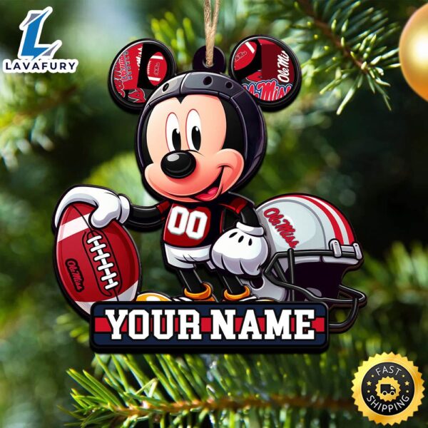 Ncaa Ole Miss Rebels Mickey Mouse Ornament Personalized Your Name
