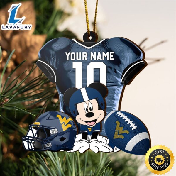 Ncaa West Virginia Mountaineers Mickey Mouse Christmas Ornament Custom Your Name And Number
