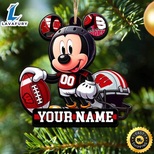 Ncaa Wisconsin Badgers Mickey Mouse Ornament Personalized Your Name