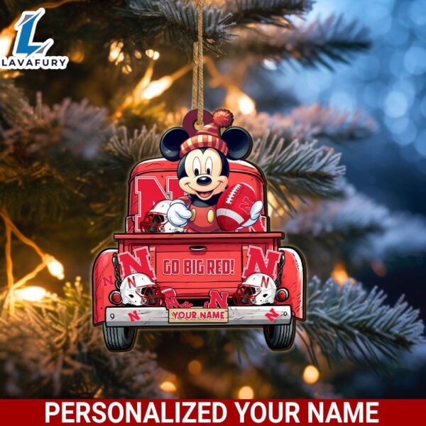 Nebraska Cornhuskers Mickey Mouse Ornament Personalized Your Name Sport Home Decor