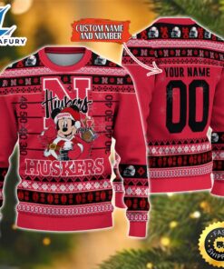 Nebraska Cornhuskers Mickey Ugly Christmas…