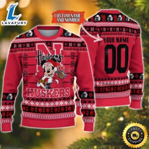 Nebraska Cornhuskers Mickey Ugly Christmas…