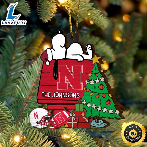 Nebraska Cornhuskers Snoopy Christmas NCAA Ornament Custom Name