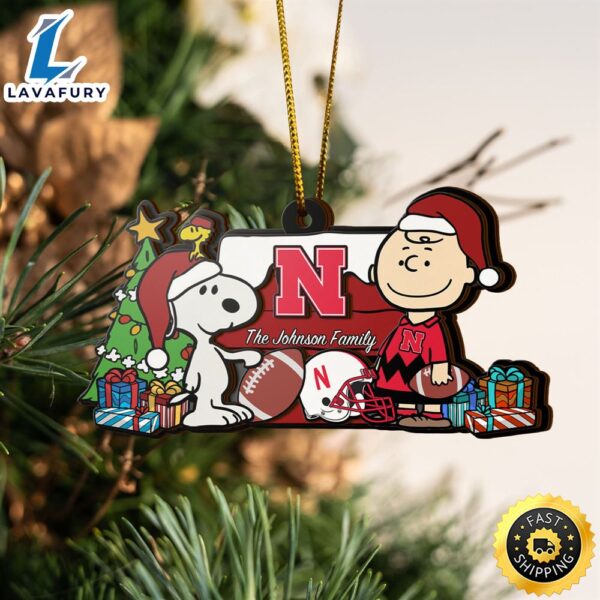 Nebraska Cornhuskers Snoopy Christmas NCAA Ornament Custom Your Family Name