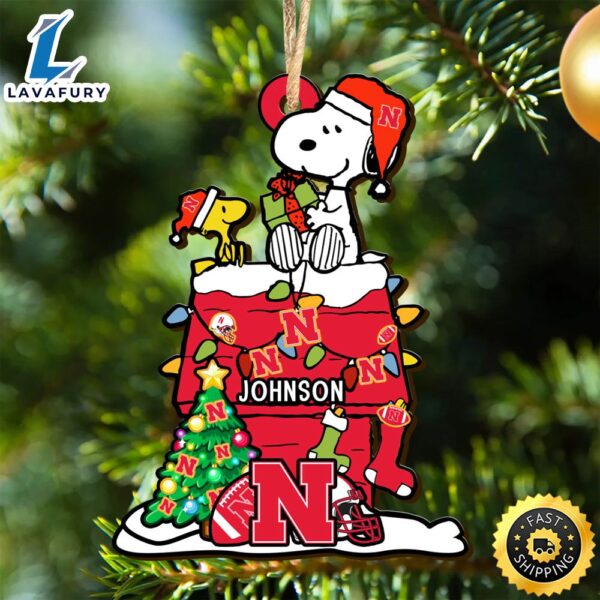 Nebraska Cornhuskers Snoopy Christmas NCAA Ornament Personalized Your Name