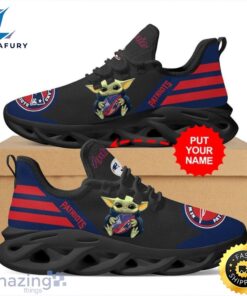 New England Patriots Baby Yoda Hug Custom Name Max Soul Shoes Sneakers Running For Fans