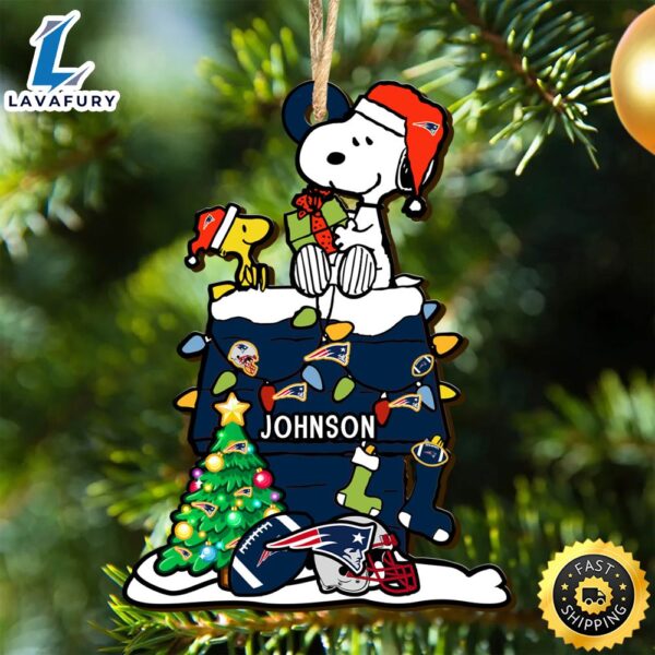 New England Patriots Snoopy NFL Christmas Ornament Personalized Your Name