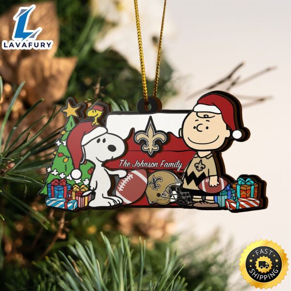 New Orleans Saints Snoopy NFL Sport Ornament Custom Your Family Name